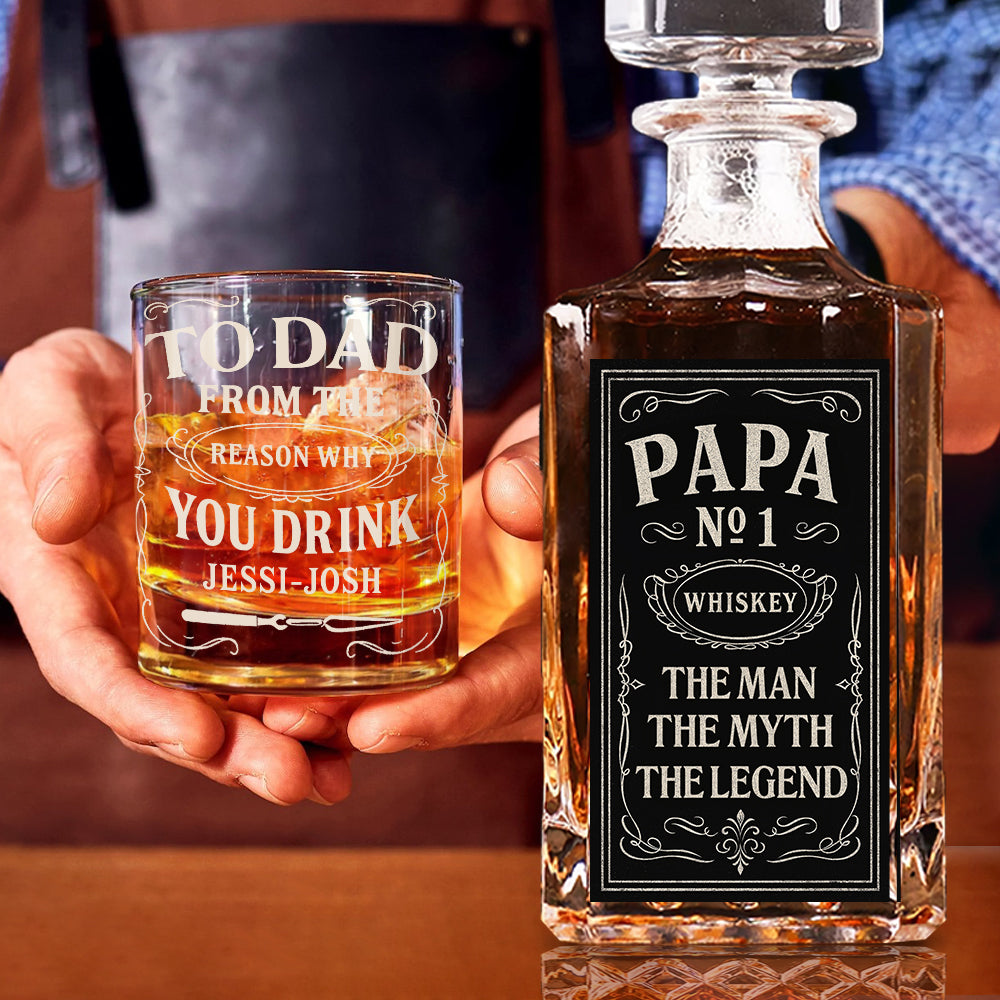 Gift For Alcohol Lover, Father's Day Gift - Personalized Father Whiskey Decanter Set