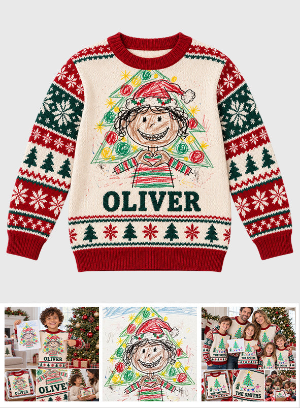 Amazing Kid Hand Drawing Sweater - Personalized Kid Ugly Sweater