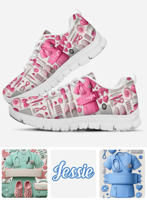 Nursing Is A Work Of Heart - Personalized Nurse Sneakers
