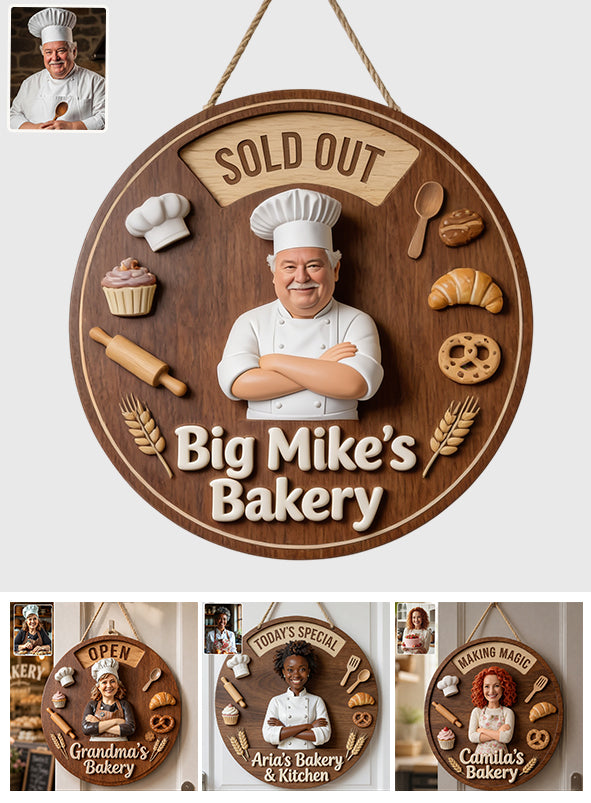 Baker's Happy Place - Personalized Baking Spinner Sign Custom Shape