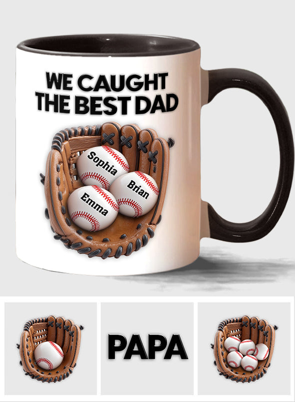 Wir haben den besten Papa erwischt – personalisierte Baseball-Tasse