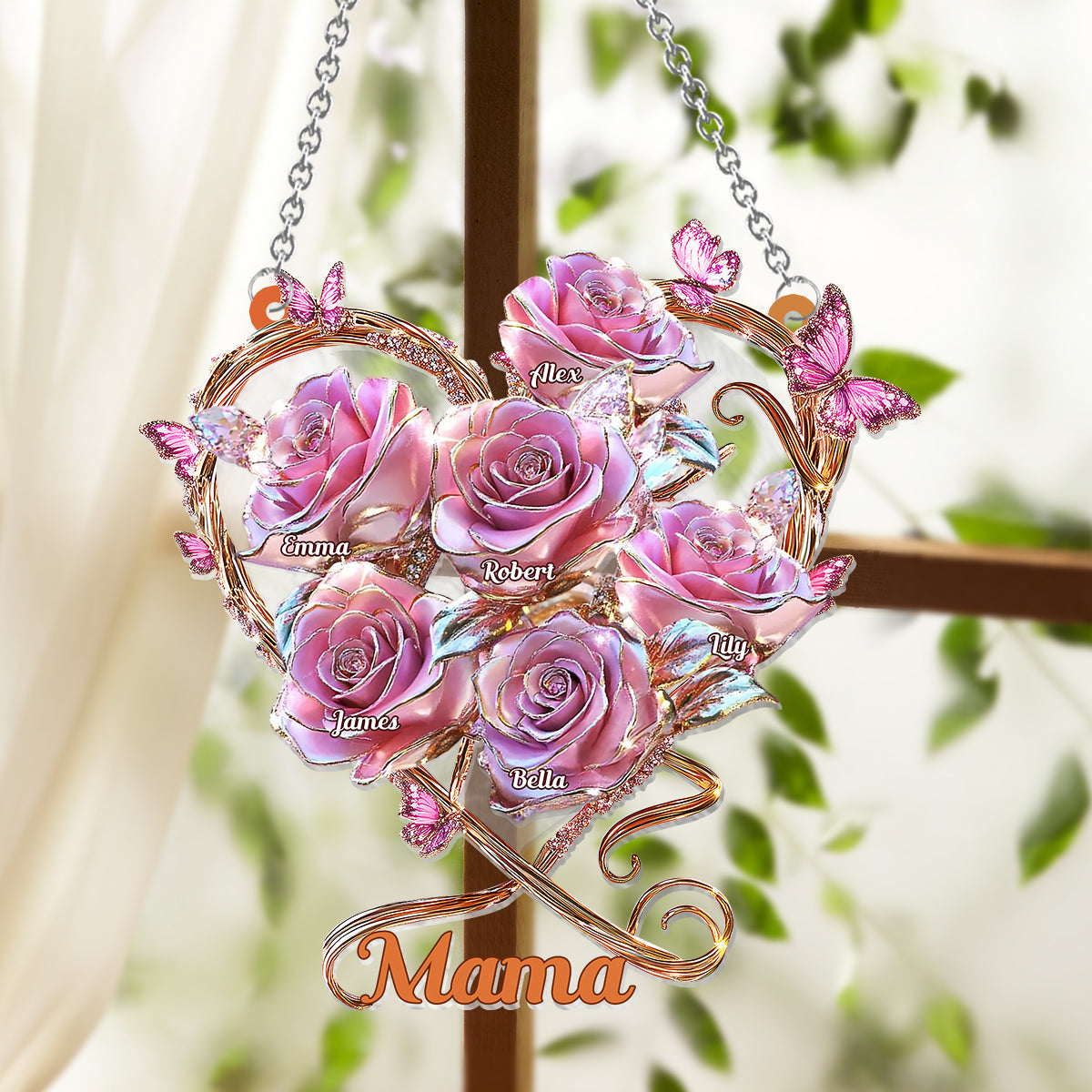 My Garden Gift For Mom, Grandma - Personalized Mother Window Hanging Suncatcher Ornament