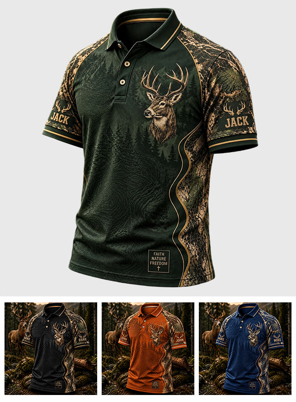 Faith Nature Freedom - Personalized Hunting Polo Shirt