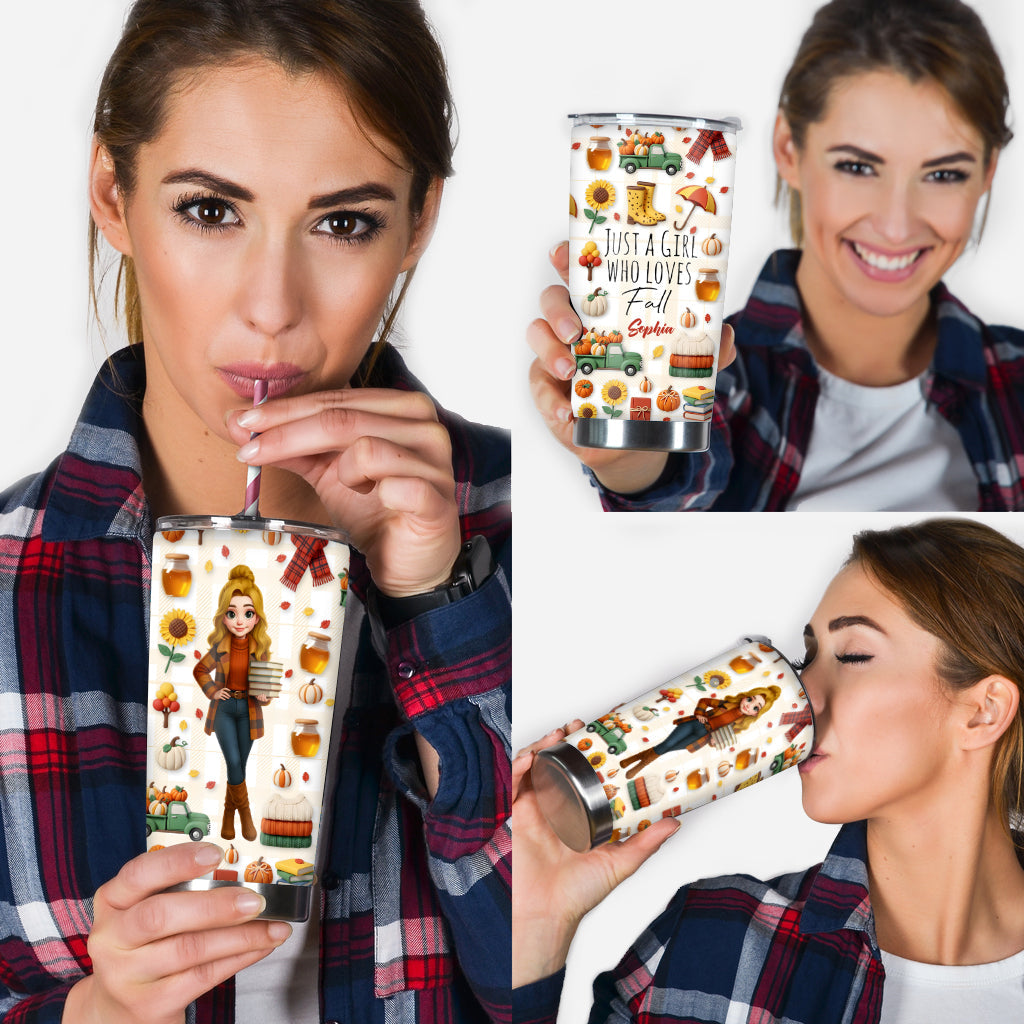 Just A Girl Who Loves Fall - Personalized Autumn Tumbler