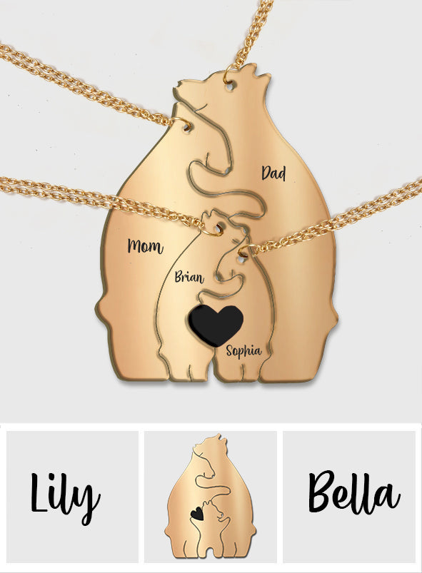 Mama Bear - Personalized Mother Matching Pendant Necklace