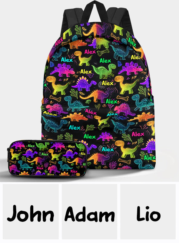 Dinosaurier-Geschenk für Kinder für die Schule – Personalisierter Kinderrucksack & Federmäppchen