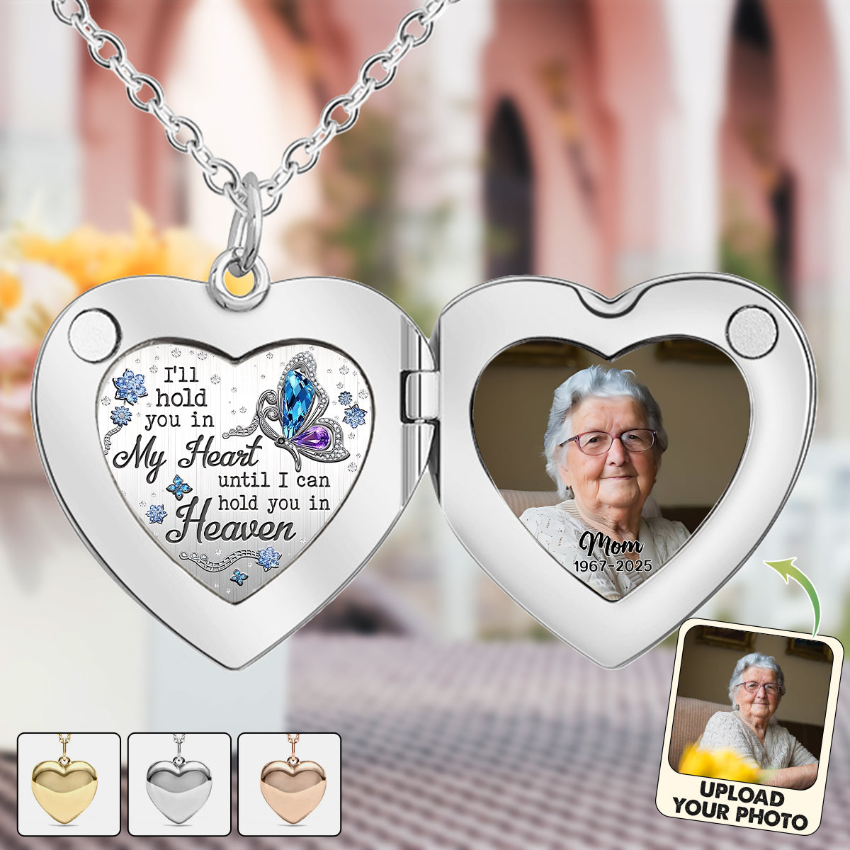 Forever In My Heart - Personalized Memorial Locket Pendant Necklace