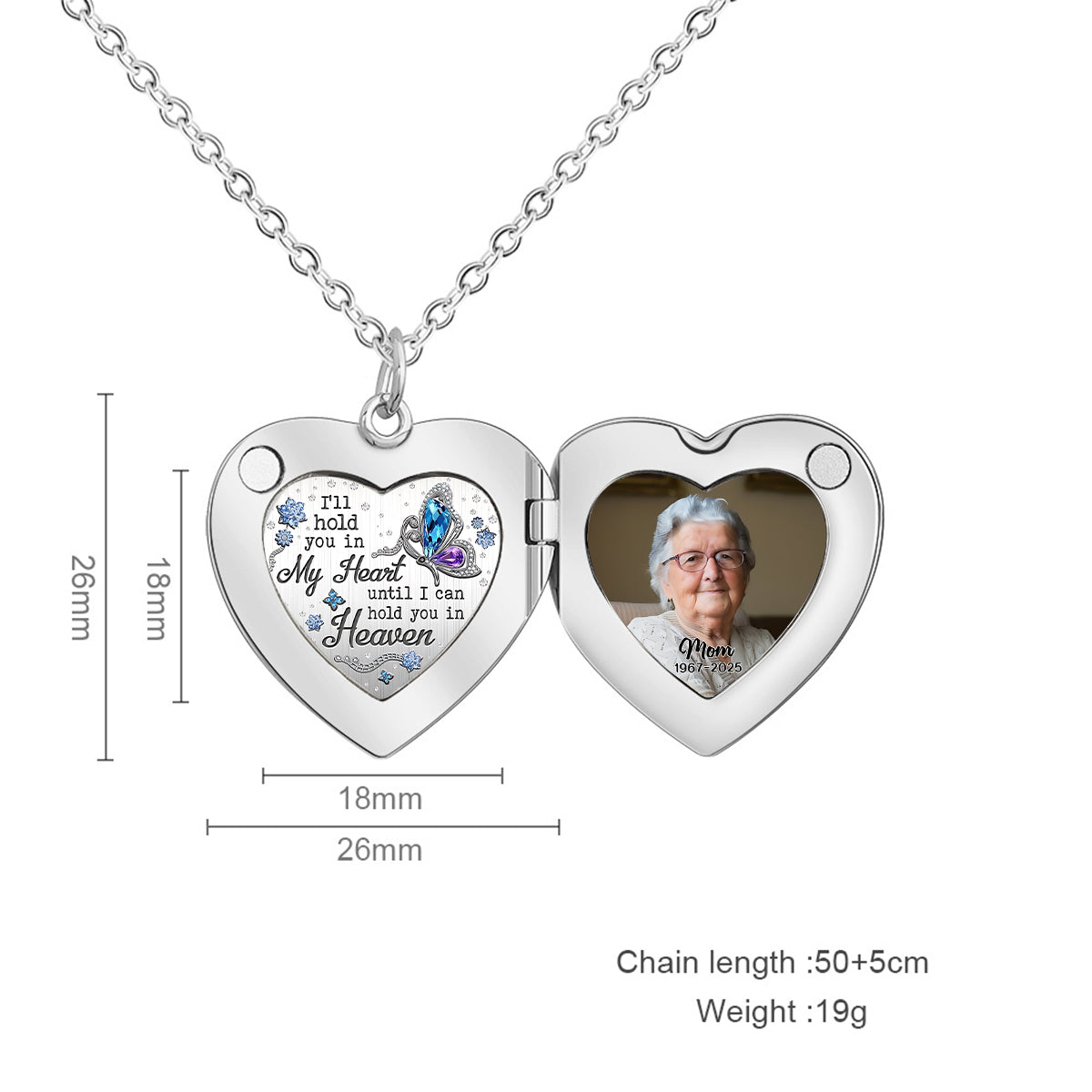 Forever In My Heart - Personalized Memorial Locket Pendant Necklace