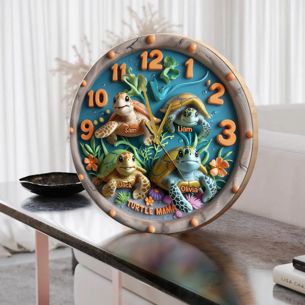 Turtle Mama - Personalized Turtle Wall Clock