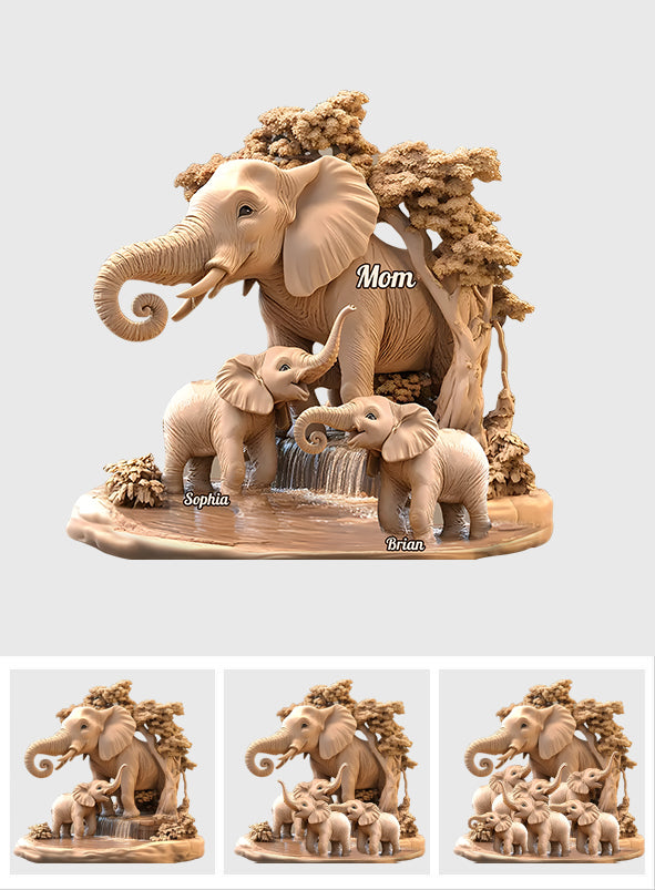 Cadeau pour maman et enfants, grand-mère… - Plaque acrylique personnalisée en forme d'éléphant