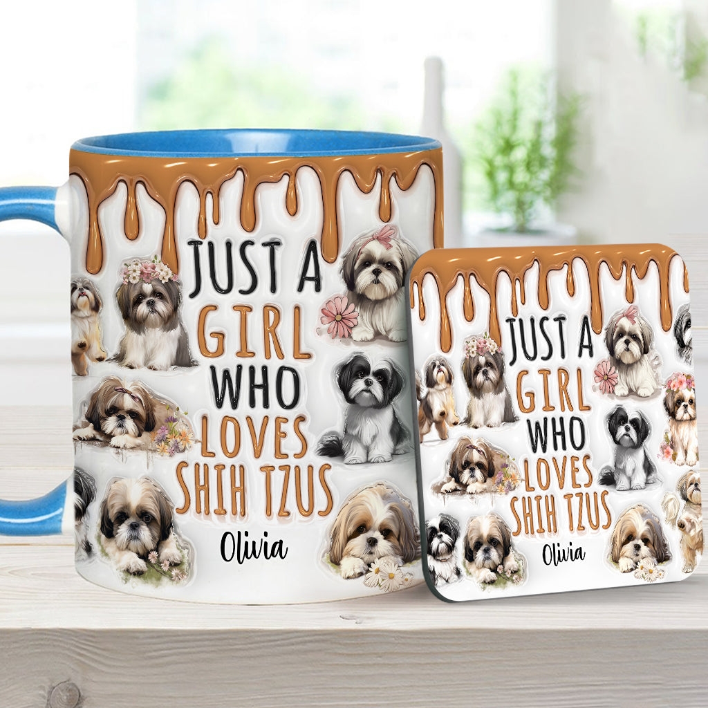 Just A Girl Who Loves Shih Tzus - Personalized Dog Accent Mug