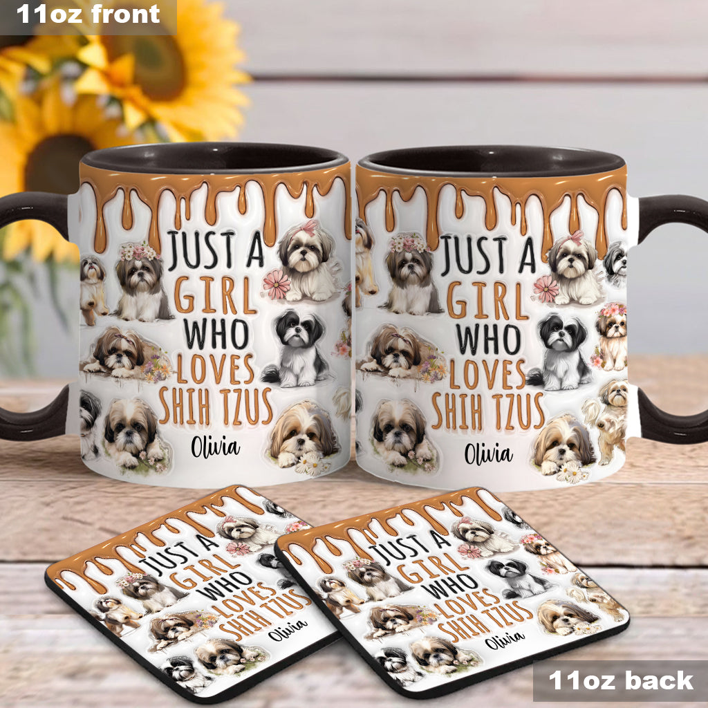 Just A Girl Who Loves Shih Tzus - Personalized Dog Accent Mug
