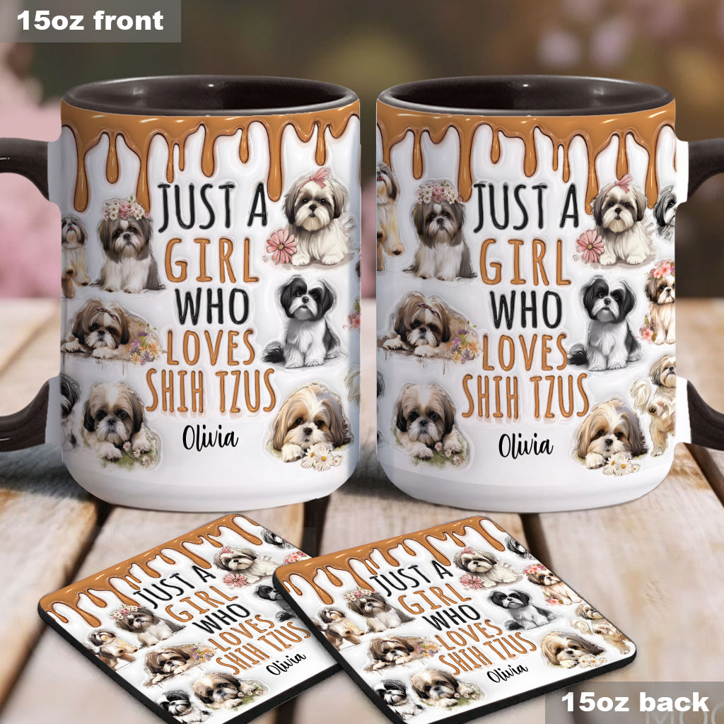 Just A Girl Who Loves Shih Tzus - Personalized Dog Accent Mug