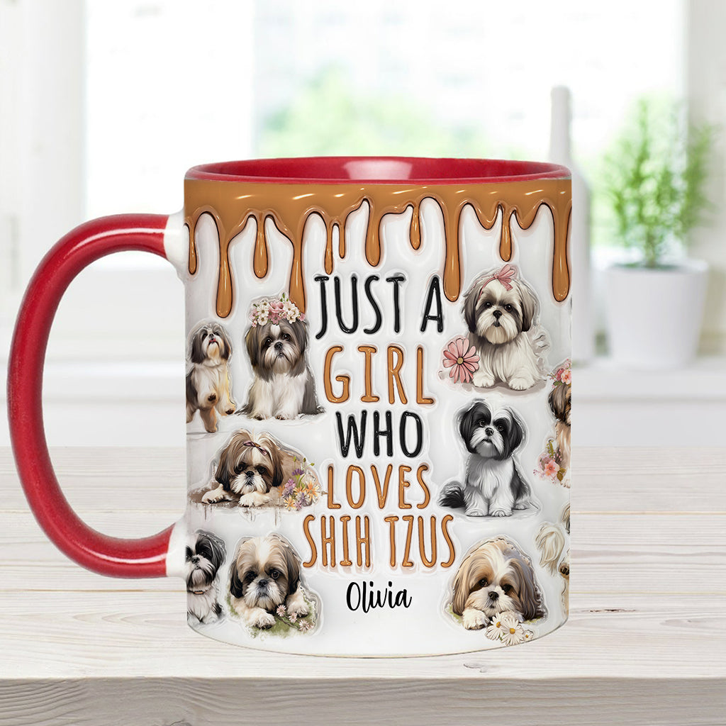 Just A Girl Who Loves Shih Tzus - Personalized Dog Accent Mug