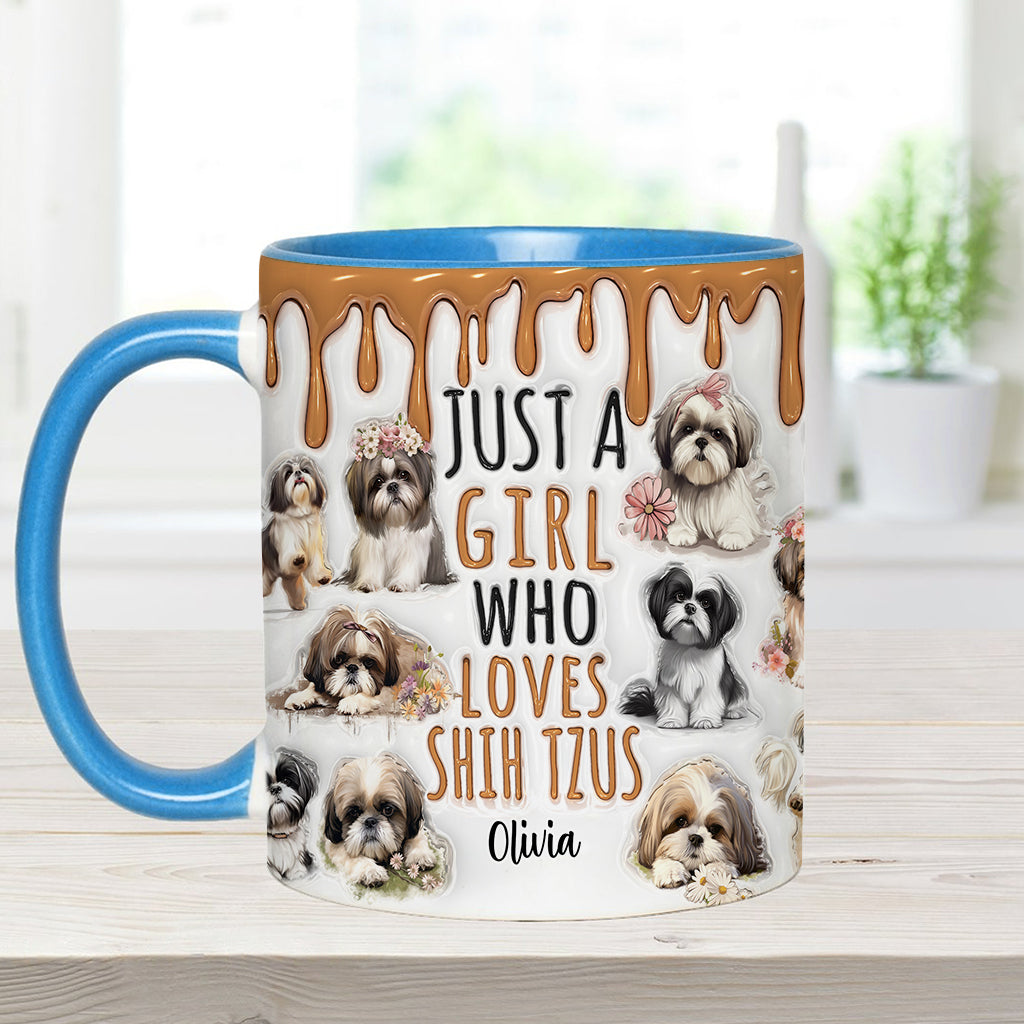 Just A Girl Who Loves Shih Tzus - Personalized Dog Accent Mug