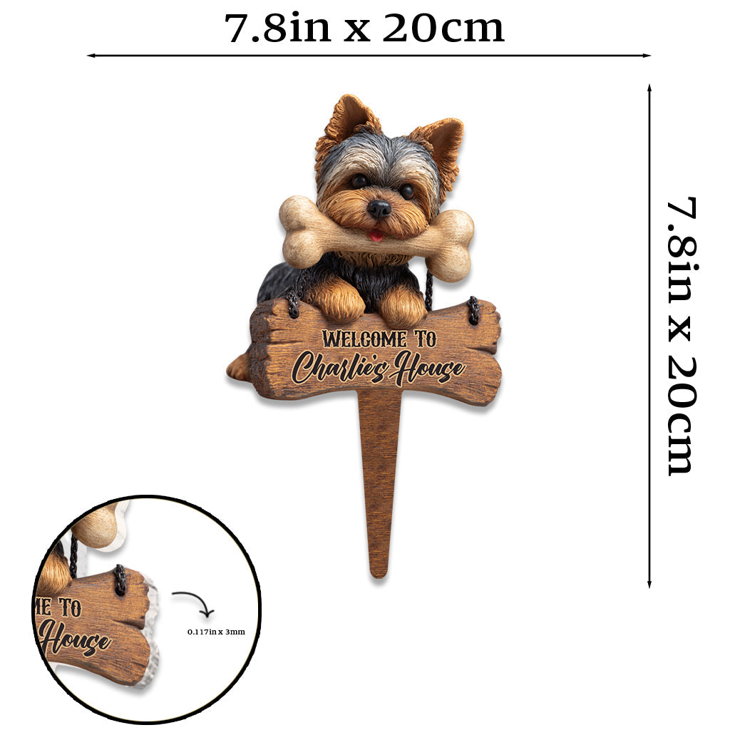 Welcome To My House - Personalized Yorkshire Terriers Acrylic Garden Sign