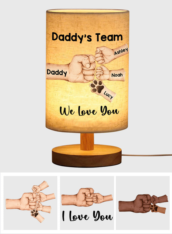 Daddy's Team First Bump - Personalized Father Table Lamp with Wood Base