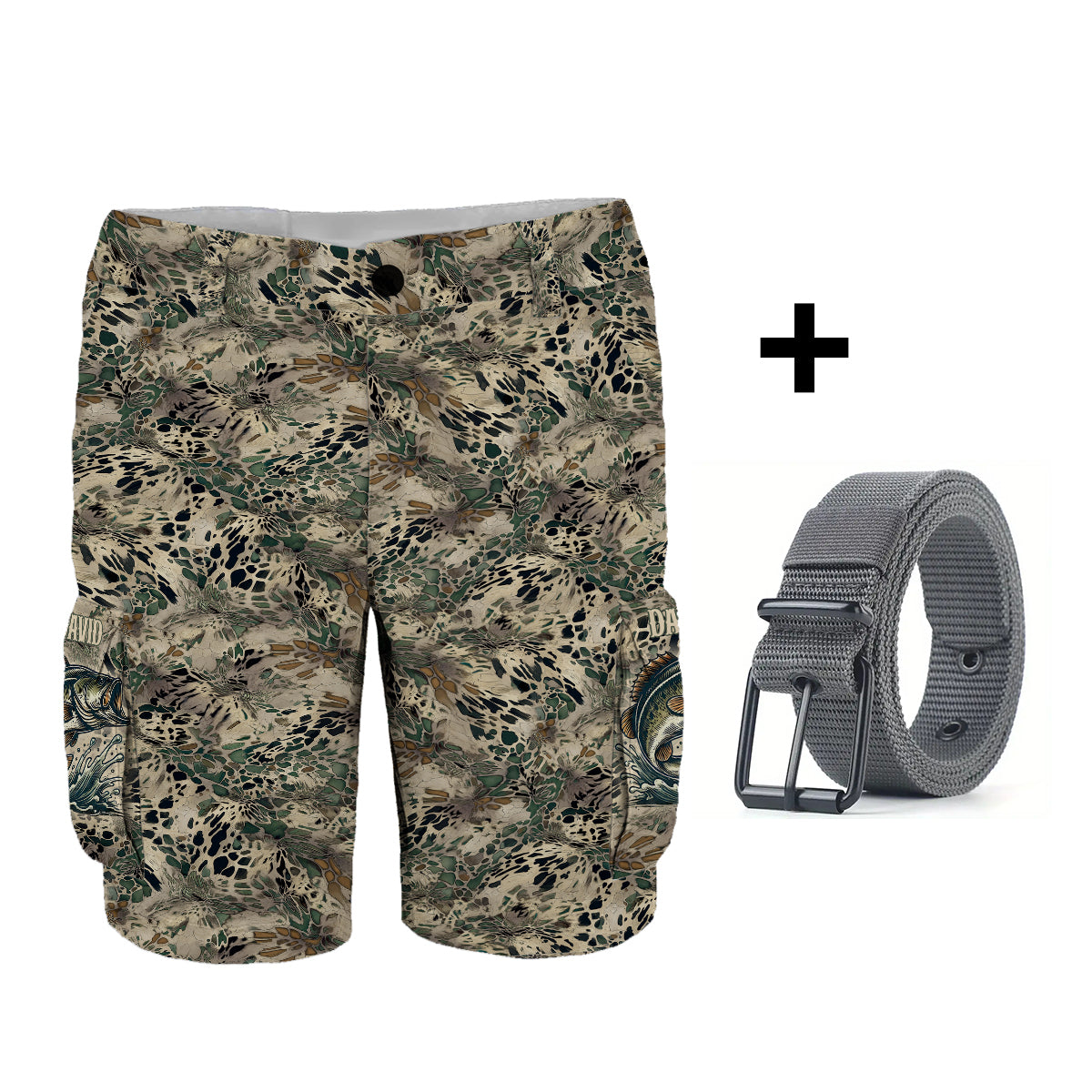 Fishing Gift For Him/ Husband/ Dad.... - Personalized Fishing Cargo Shorts With Belt