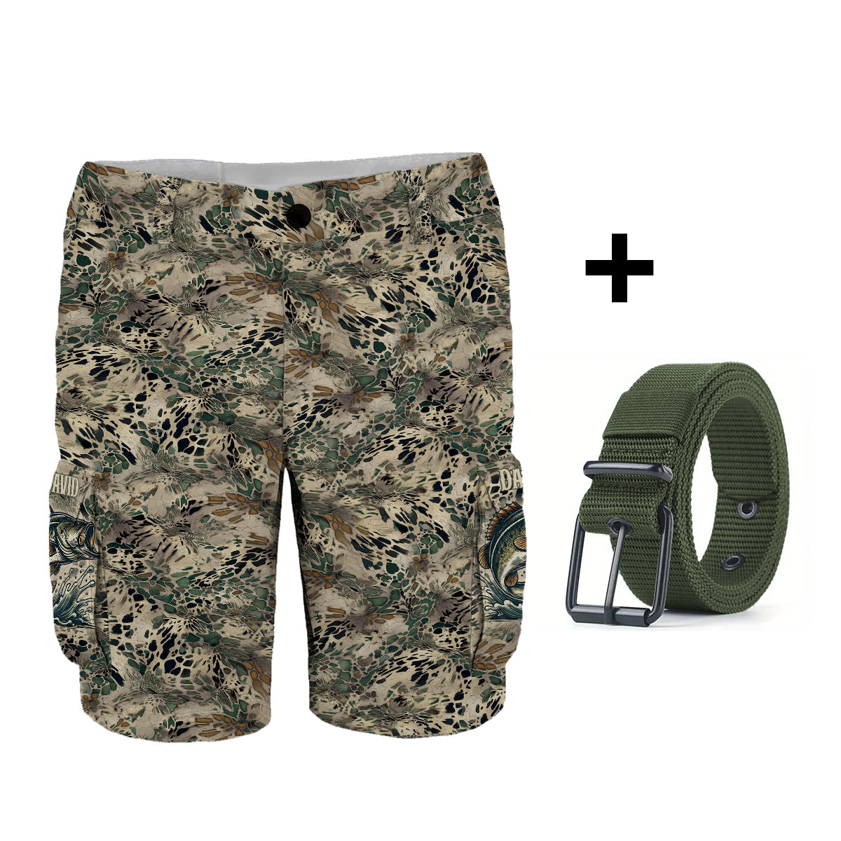 Fishing Gift For Him/ Husband/ Dad.... - Personalized Fishing Cargo Shorts With Belt