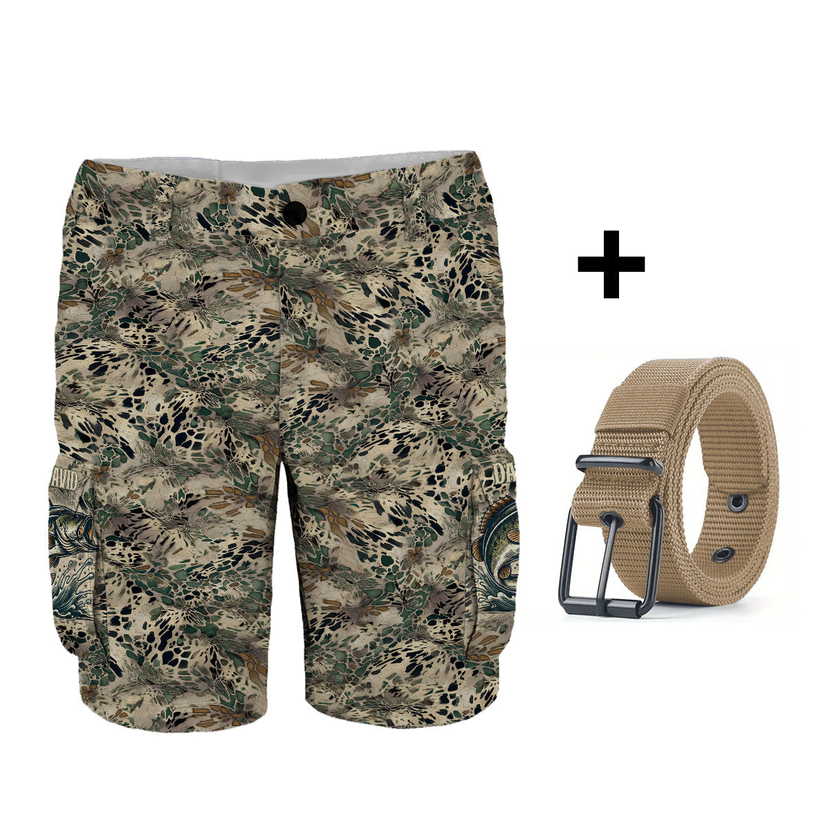 Fishing Gift For Him/ Husband/ Dad.... - Personalized Fishing Cargo Shorts With Belt
