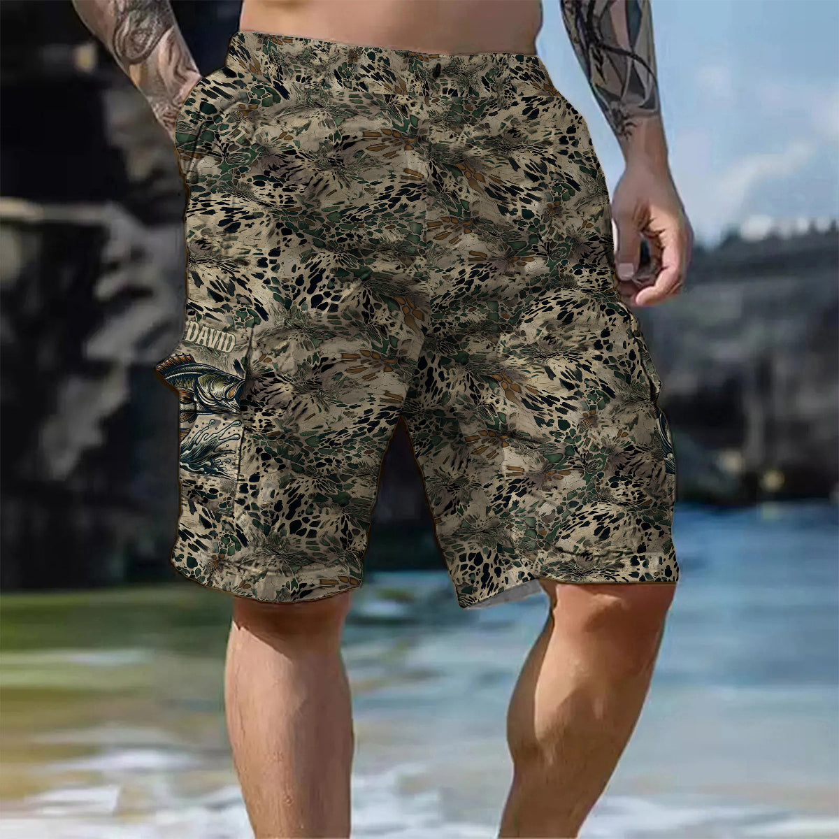 Fishing Gift For Him/ Husband/ Dad.... - Personalized Fishing Cargo Shorts With Belt
