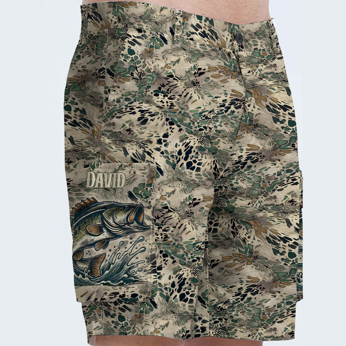 Fishing Gift For Him/ Husband/ Dad.... - Personalized Fishing Cargo Shorts With Belt