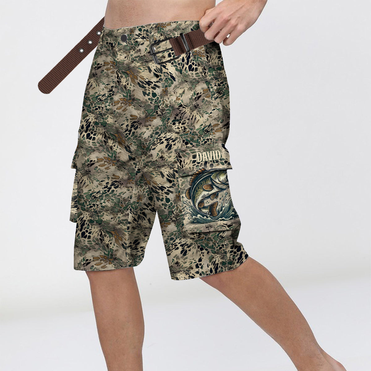 Fishing Gift For Him/ Husband/ Dad.... - Personalized Fishing Cargo Shorts With Belt