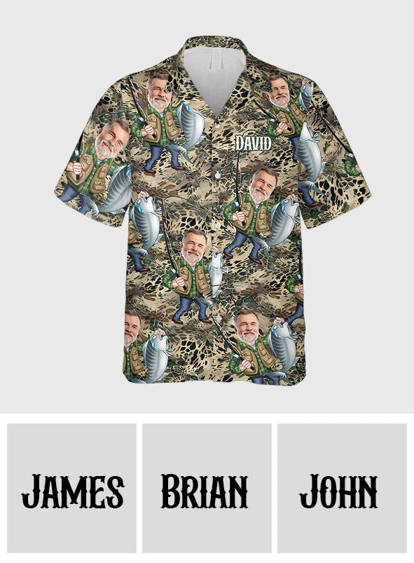 Funny Fishing Gift For Him/ Husband/ Dad...., Photo Personalize - Personalized Fishing Hawaiian Shirt