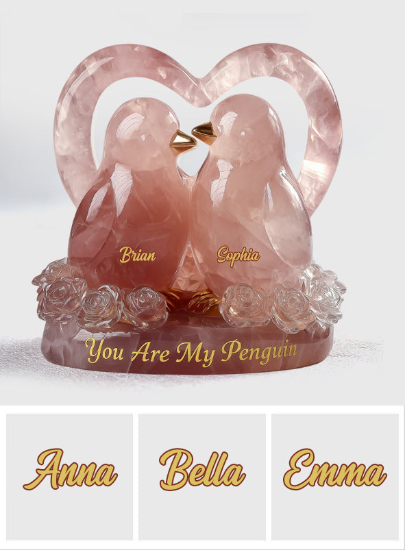 You Are My Penguin, Rose Quartz Styled Penguin Couple - Personalized Couple Custom Shaped Acrylic Plaque