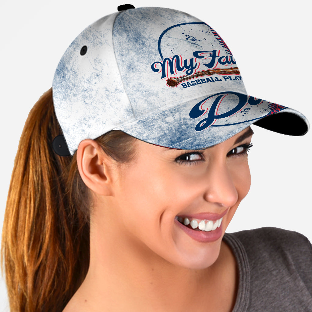 Proud Dad Favorite Player Baseball - Personalized Baseball Classic Cap
