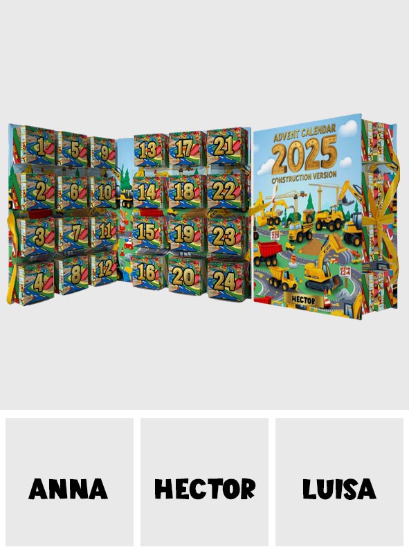 Bauversion – Personalisierter, faltbarer Adventskalender für Kinder mit Ornamenten