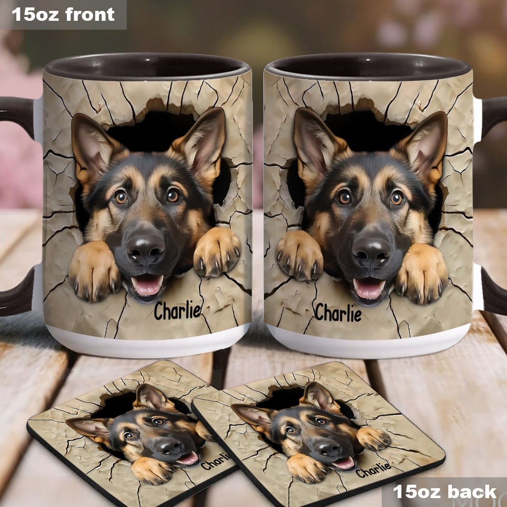 Adorable German Shepherd - Personalized Dog Accent Mug