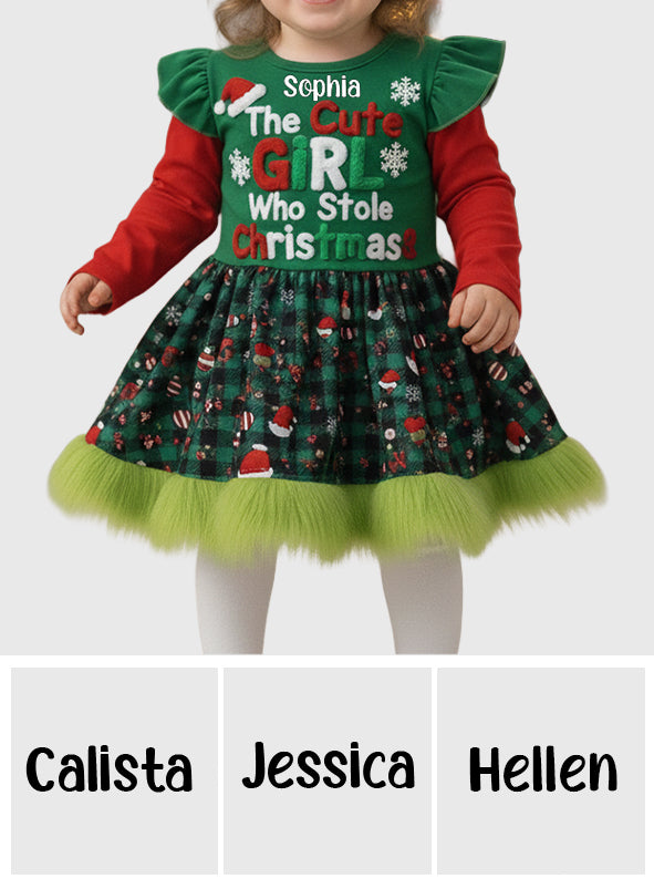 Niedliches Weihnachtskleid für Mädchen - Personalisiertes Kinderkleid mit Rüschenärmeln