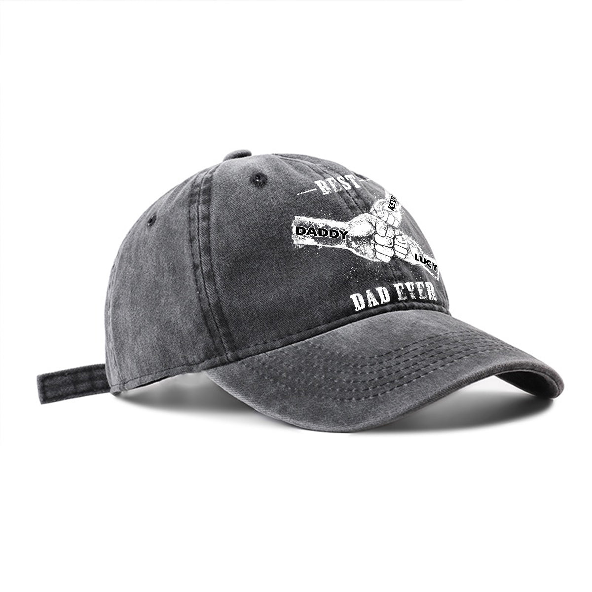 Best Dad Ever - Personalized Father Washed Denim Cap