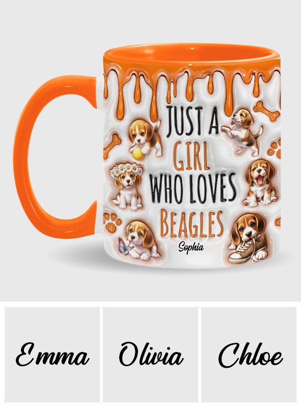 Mug personnalisé « Juste une fille qui adore les beagles »