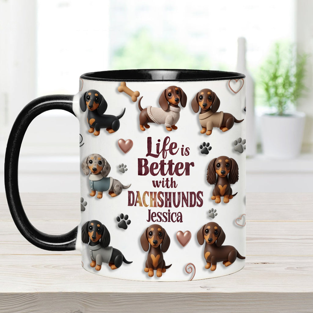 Life Is Better With Dogs - Personalized Dog Accent Mug