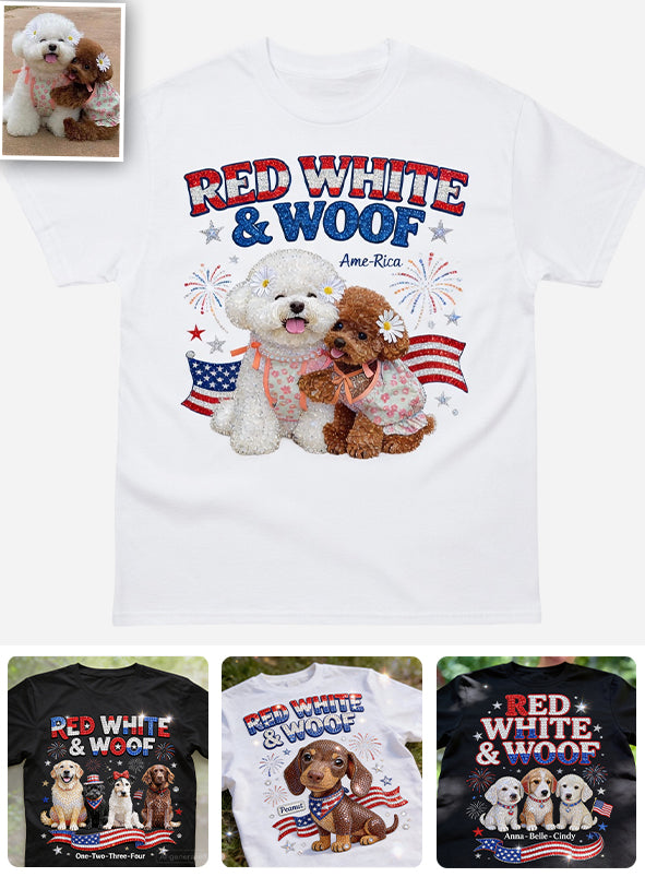 Rot Weiß Woof - Personalisierbares Hund T-Shirt und Hoodie
