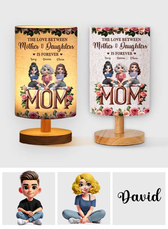 The Love Between Mother & Child Is Forever - Personalized Mother Tableside Lamp With Wood Base