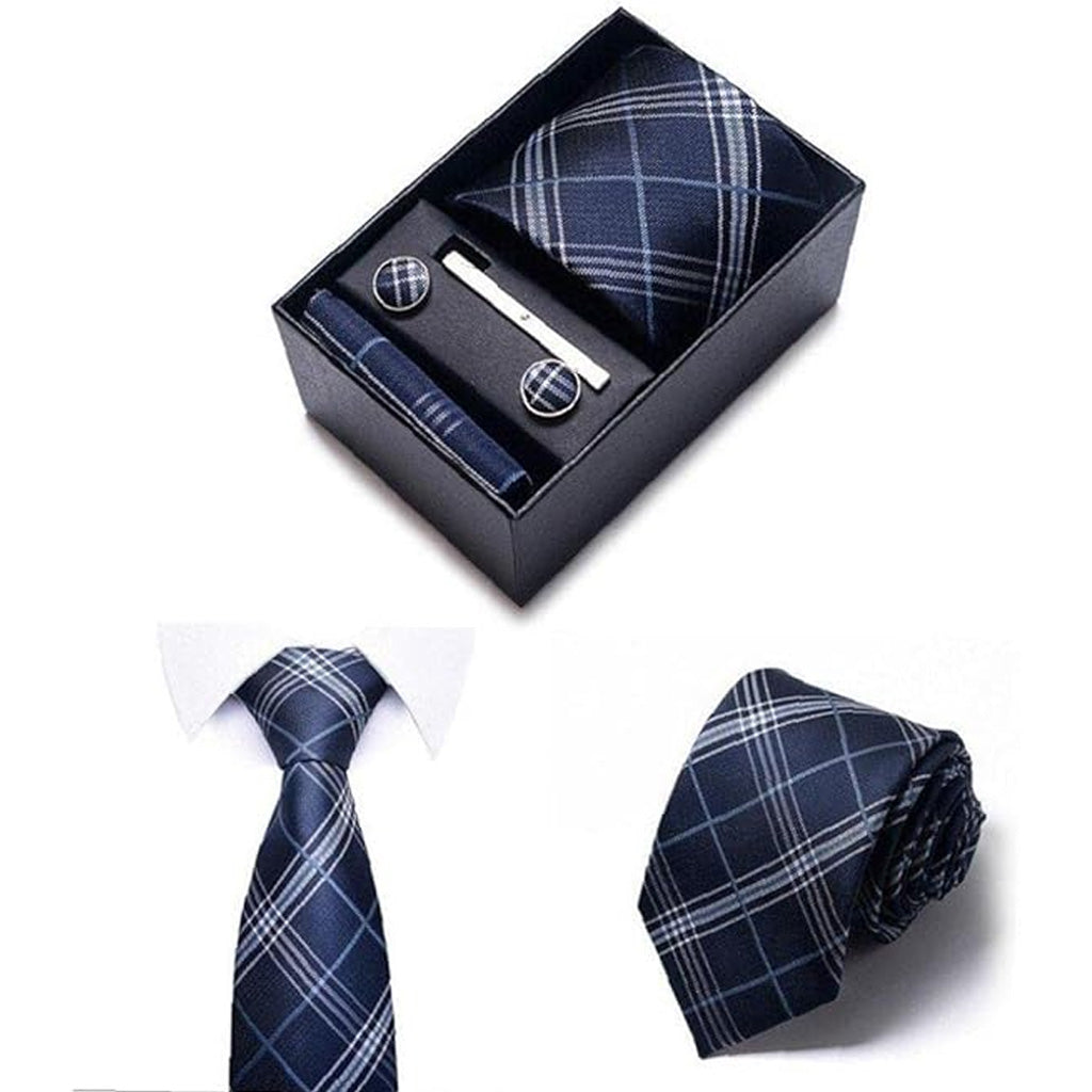 Gift Box Of Necktie With Handkerchief Cufflink Tie Clip