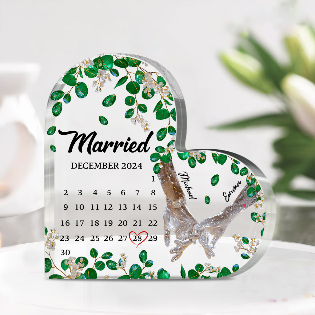 Couple Married Calendar - Personalized Husband And Wife Custom Shaped Acrylic Plaque