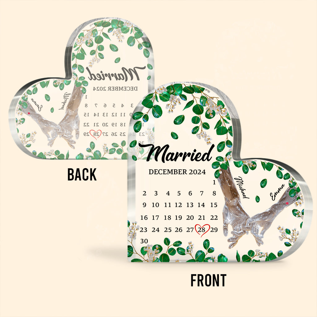 Couple Married Calendar - Personalized Husband And Wife Custom Shaped Acrylic Plaque