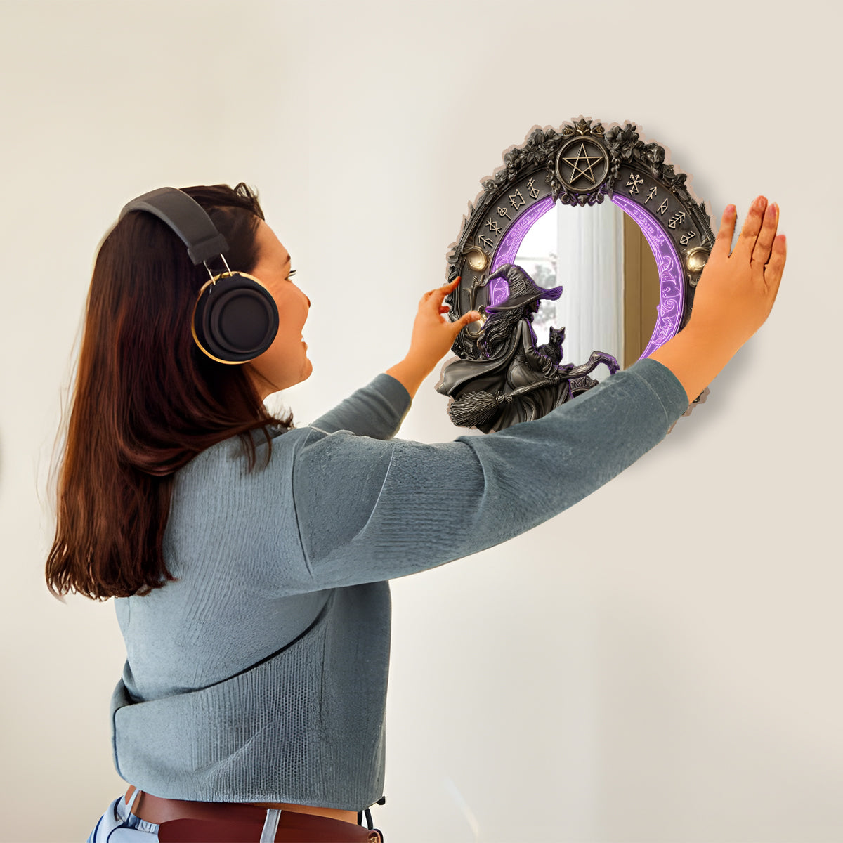 Practical Magic - Personalized Witch Wall Mirror With LED Light