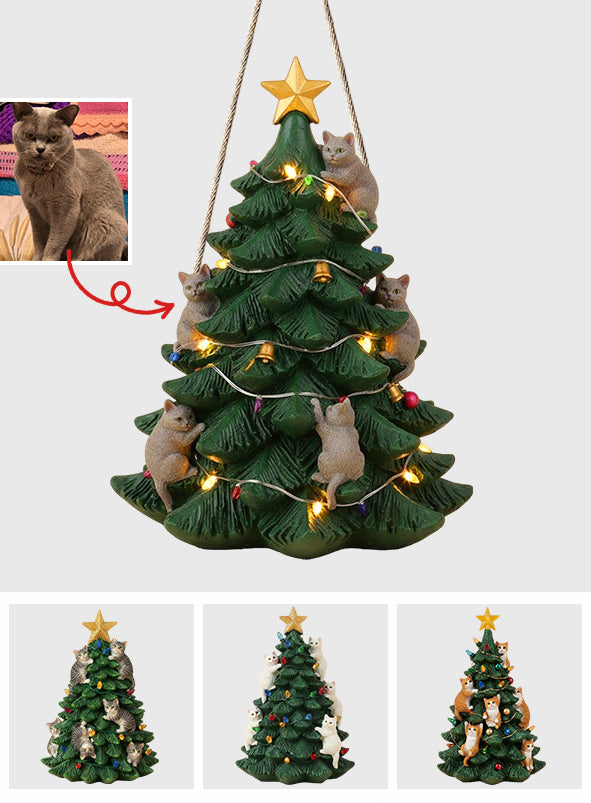 Weihnachtsbaum für freche Katzen – Personalisiertes Holzschild in Katzenform für Tierliebhaber
