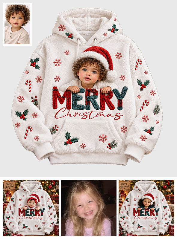 Merry Christmas - Personalized Kid Fleece Hoodie