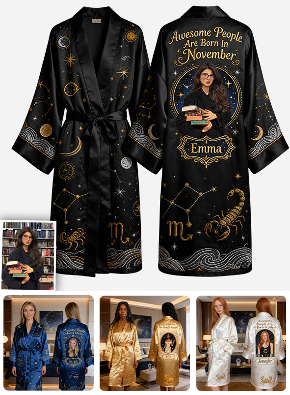 Fantastische Menschen - Personalisierter Horoskop Satin Morgenmantel