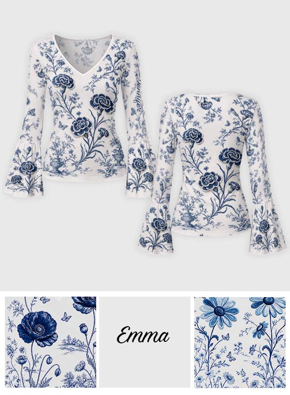 Geburtsblume - Personalisiertes Self Love Flare Langarmshirt