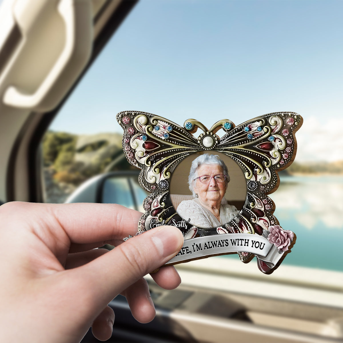 Always With You - Personalized Memorial Shaped Car Visor Clip