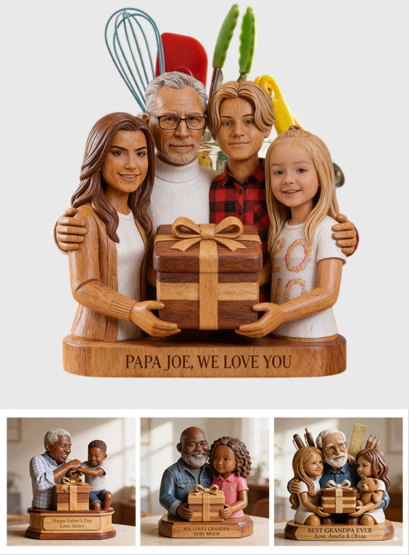 Papa Dad Alles Halter - Personalisierter Opa Holz Schreibtisch Organizer