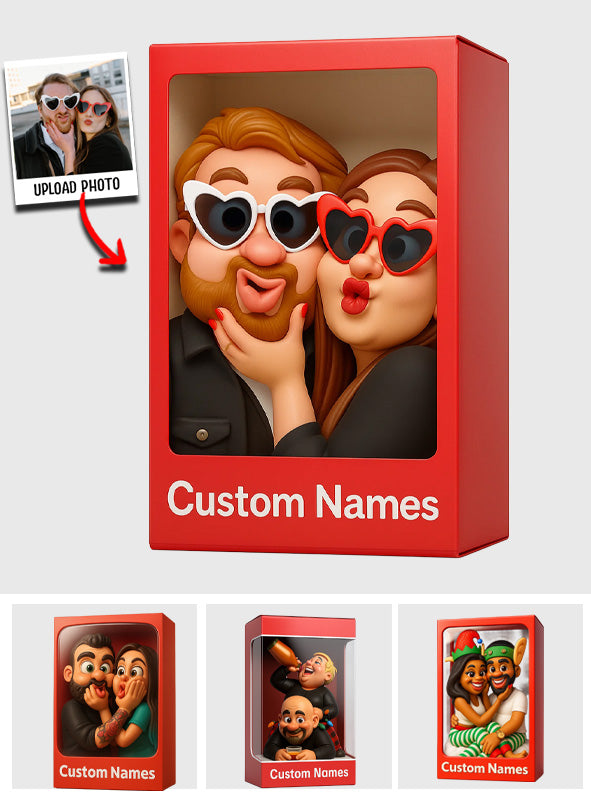 Funny Gift Cartoonish Exaggerated Mascot Style - Personalized Couple Custom Shaped Acrylic Plaque