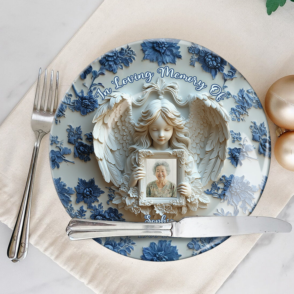 Angel Wings - Personalized Memorial Ceramic Round Plate